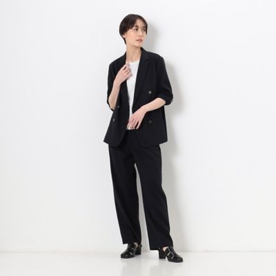 23区 コットンリネンダブルブレストストレッチセットアップ　黒　30 23区 コットンリネンダブルブレストストレッチセットアップ 黒