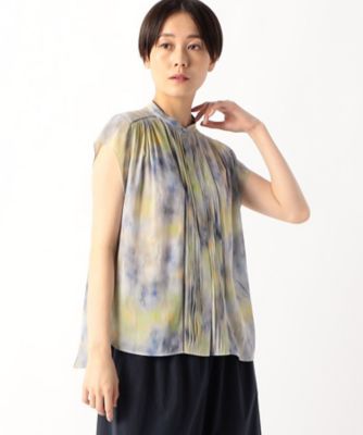 ＜COMME CA (Women)＞【セットアップ対応】強撚割繊アートプリント　ピンタックブラウス（０１１９ＨＧ１１）