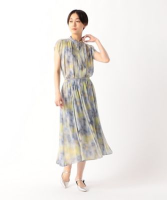 【セットアップ対応】強撚割繊アートプリント　ピンタックブラウス（０１１９ＨＧ１１）