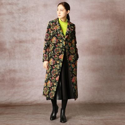 MITSUKOSHI 高級 本毛皮 13号 ロングコート 花柄裏地 ファーコート