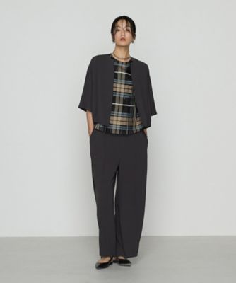 TTT_MSW 19AW レザーブルゾン M 牛革 カウスキン ハラコ オリーブ バックサテンジョーゼット ハーフスリーブブルゾン（0119VK05