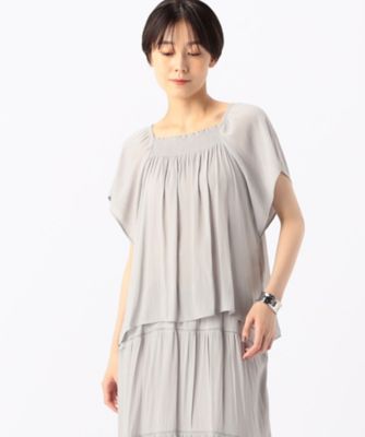 ＜COMME CA (Women)＞【セットアップ対応】スプリットジョーゼット　シャーリングブラウス（０１２０ＨＧ１２）