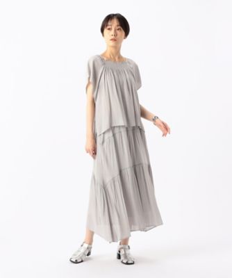 【セットアップ対応】スプリットジョーゼット　シャーリングブラウス（０１２０ＨＧ１２）