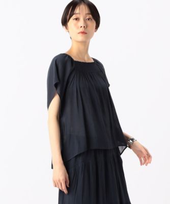 【セットアップ対応】スプリットジョーゼット　シャーリングブラウス（０１２０ＨＧ１２）