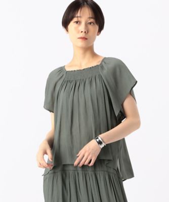 【セットアップ対応】スプリットジョーゼット　シャーリングブラウス（０１２０ＨＧ１２）