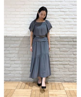 【セットアップ対応】スプリットジョーゼット　シャーリングブラウス（０１２０ＨＧ１２）