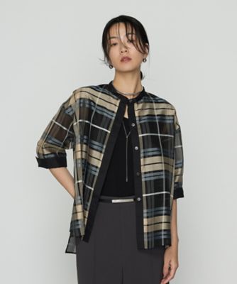 ＜COMME CA (Women)＞シルクドビーチェックビックシルエット　シャツ羽織（０１２０ＨＫ２２）