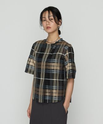 ＜COMME CA (Women)＞シルクオーガンジードビーチェック　タックプルブラウス（０１２０ＨＫ２３）