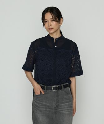 COMME CA (Women)/コムサ リネンコードレース シャツブラウス(0121HK26) ネービーブルー トップス【三越伊勢丹/公式】
