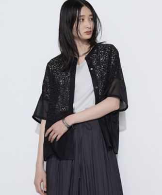 美品✨️ スローブイエナ 麻 リネン100% ドレスシャツ 羽織り ブラック リネンコードレース シャツ羽織（0121HO10） | COMME CA