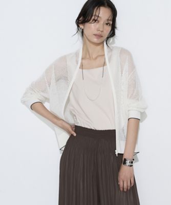 ＜COMME CA (Women)＞リネンメッシュ　ジップアップカーディガン（０１４３ＩＯ０５）