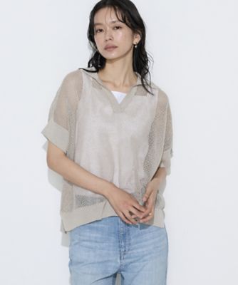 リネンメッシュ スキッパープルオーバー（0143IO06） | COMME