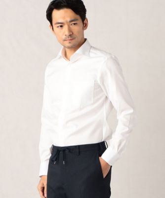 ＜COMME CA MEN (Men) ＞【市松柄】ドビークロス　ワイドカラー　ドレスシャツ（０７０８ＨＣ０１）