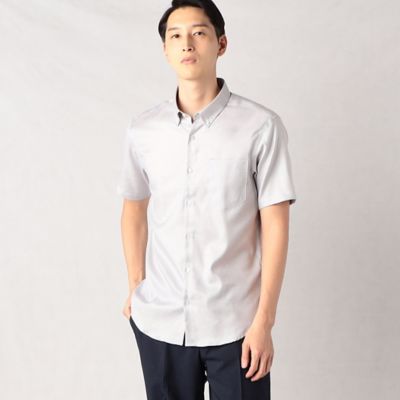 ＜COMME CA MEN (Men) ＞マイクロハウンドトゥース　半袖ボタンダウンドレスシャツ（０７０９ＨＣ１１）