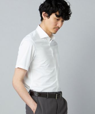 吸水速乾・防しわ・防汚】トリコットツイル 半袖ドレスシャツ