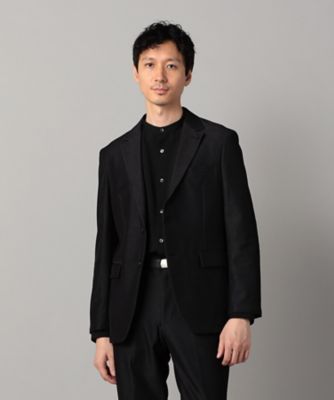 J7281 美品 コムサメン ラムレザーシャツジャケット ブラック L セットアップ対応】2WAY デニムルックジャージー ジャケット