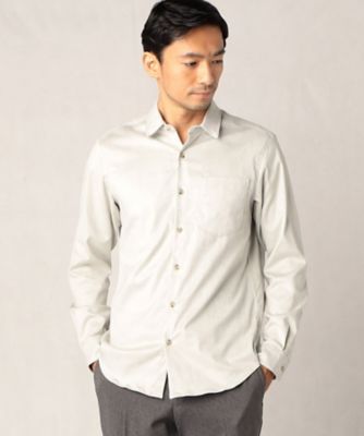 ＜COMME CA MEN (Men) ＞【抗菌・防臭】Ｂｅｇｉｅ－Ｂｅｇｉｅ　フェイクスエード　ショートポイントカラーシャツ（０７１９ＩＡ０１）