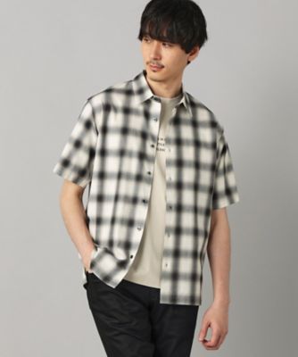 ＜COMME CA MEN (Men) ＞オンブレチェック　半袖レギュラーカラーシャツ（０７２０ＩＯ１０）