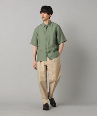 【23区】LIBECO 麻100% レギュラーカラー2wayカシュクールシャツ LIBECO 〕リネンブロード 半袖レギュラーカラーシャツ