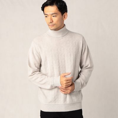 ＜COMME CA MEN (Men) ＞市松オーバーペーン　タートルネックカシミヤセーター（０７３４ＫＡ０６）