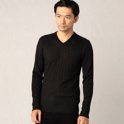 ＜三越伊勢丹/公式＞【SALE】COMME CA MEN (Men) /コムサ・メン ソリッドリブ Vネックセーター クロ トップス【三越伊勢丹/公式】