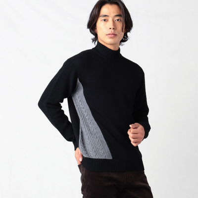 ＜COMME CA MEN (Men) ＞カラーパネル　ケーブルコンビタートルネックセーター（０７３４ＫＡ１１）