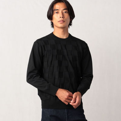 ＜COMME CA MEN (Men) ＞市松柄　ブロックチェックセーター（０７３４ＫＡ１２）