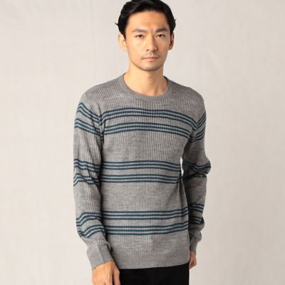 ＜COMME CA MEN (Men) ＞３ラインボーダー　リブクルーネックセーター（０７３４ＫＡ１６）