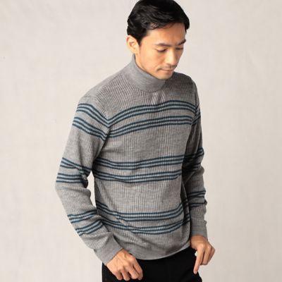 ＜COMME CA MEN (Men) ＞３ラインボーダー　リブタートルネックセーター（０７３４ＫＡ１７）