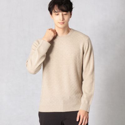 注目の商品 三越伊勢丹 公式 Comme Ca Men コムサ メン カシミヤ 市松リンクス編セーター ベージュ かいこみ