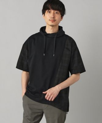 接触冷感・撥水】チェック柄切り替え フーディー（0740CO20