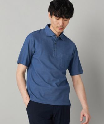 抗菌防臭加工】衿裏チェック使い カッタウェイポロシャツ