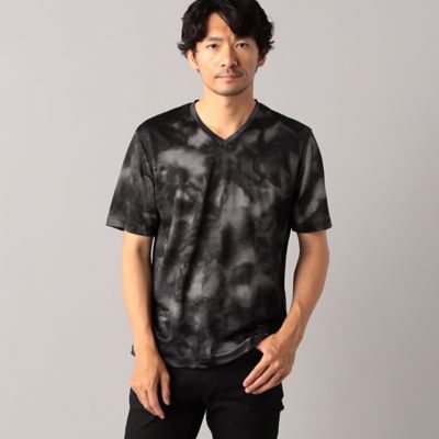 ＜COMME CA MEN (Men) ＞ラミー天竺　ムラ染風プリントＴシャツ（０７４２ＴＧ２８）