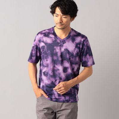 ラミー天竺 ムラ染風プリントTシャツ（0742TG28