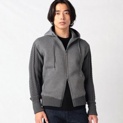 ＜COMME CA MEN (Men) ＞ケーブル編コンビ　ジップアップパーカ（０７４５ＣＡ０９）