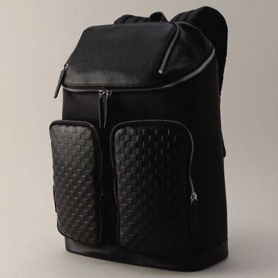 ＜COMME CA MEN (Men) ＞市松柄型押し　シボ革×ナイロン　バックパック（０７５９ＸＡ０４）