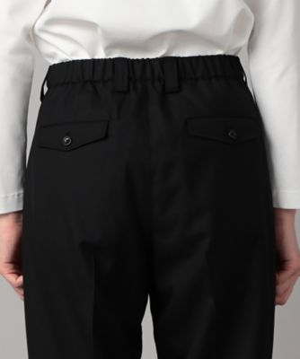 AD2011 12SS シルクウールギャバ2タックワイドショーツ 黒 ウール
