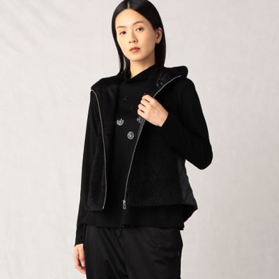 アルパカ絡み シャギー×キルトフードベスト（0801VB01