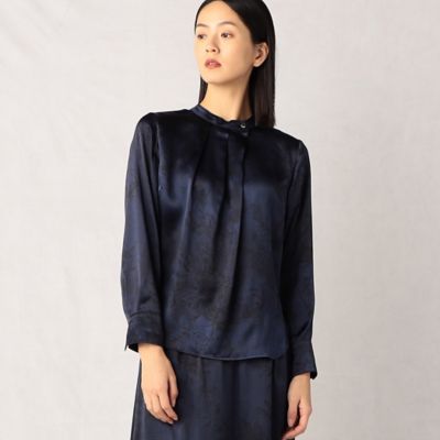 ＜ARTISAN (Women)＞ブーケ柄　シルクサテンタックブラウス（０８０２ＢＢ０１）