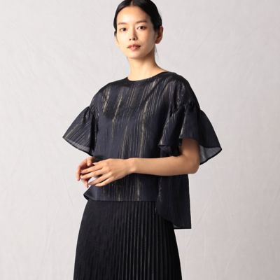 ＜ARTISAN (Women)＞ラメストライプギャザー　ブラウス（０８０２ＢＥ０１）