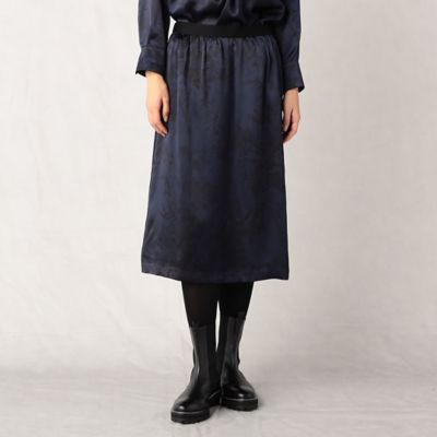 ＜ARTISAN (Women)＞ブーケ柄　シルクサテンミディ丈ギャザースカート（０８０２ＦＢ０２）