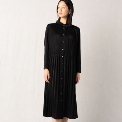 ＜ARTISAN (Women)＞シルデューサテンプリーツ　シャツワンピース（０８０４ＯＣ０１）