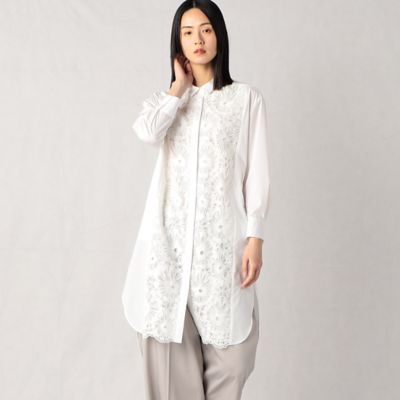 ＜ARTISAN (Women)＞大きなお花の刺繍レース　ロングシャツ（０８０５ＨＣ０１）