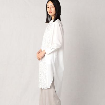 大きなお花の刺繍レース　ロングシャツ（０８０５ＨＣ０１）