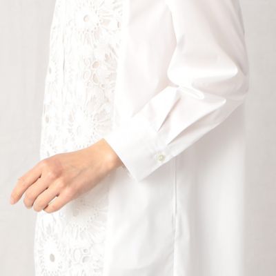 大きなお花の刺繍レース　ロングシャツ（０８０５ＨＣ０１）