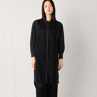 大きなお花の刺繍レース　ロングシャツ（０８０５ＨＣ０１）