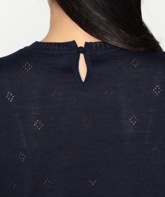 刺繍入りシアージョーゼット×ニット　ドッキング　プルオーバー（０８０５ＩＩ０３）