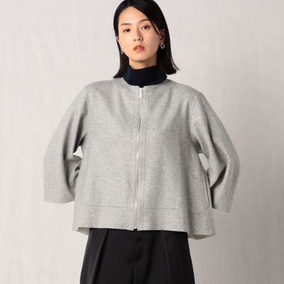シームレスダブルフェースニット クルーネックブルゾン