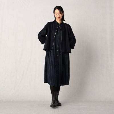シームレスダブルフェースニット クルーネックブルゾン
