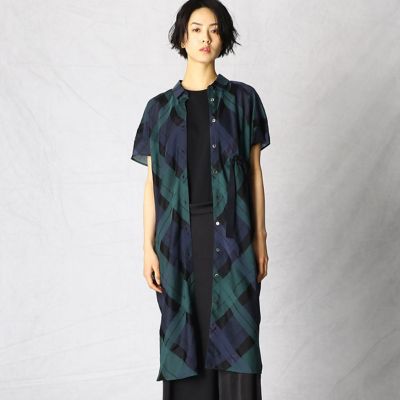 タータンチェックロングシャツ（０８０８ＨＴ０９）